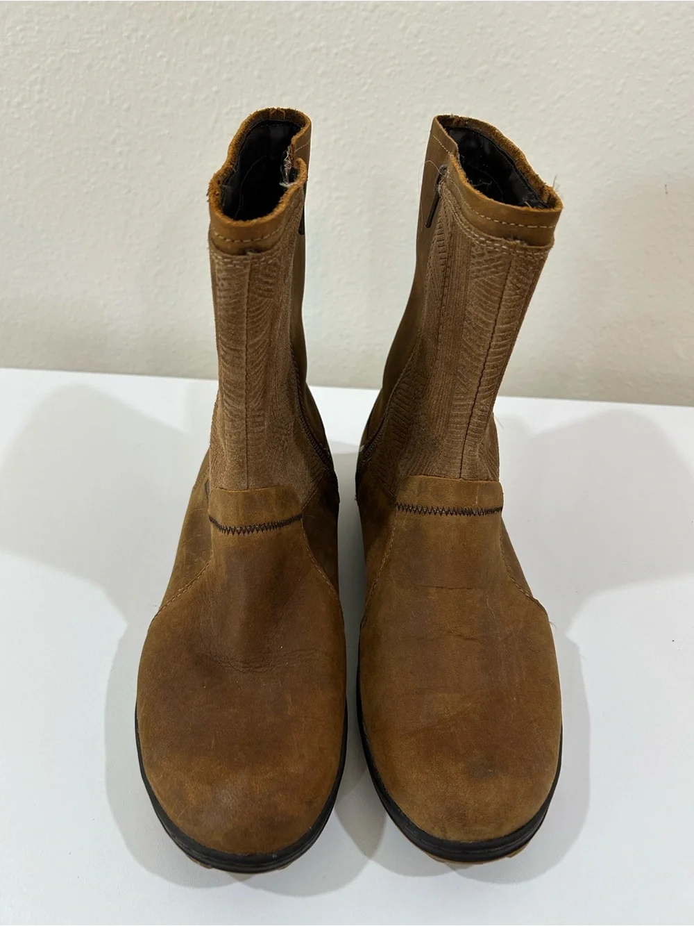 Merrell Ashland Vee Mid Brown Leather Waterproof Zip Up Boots, Size 8.5